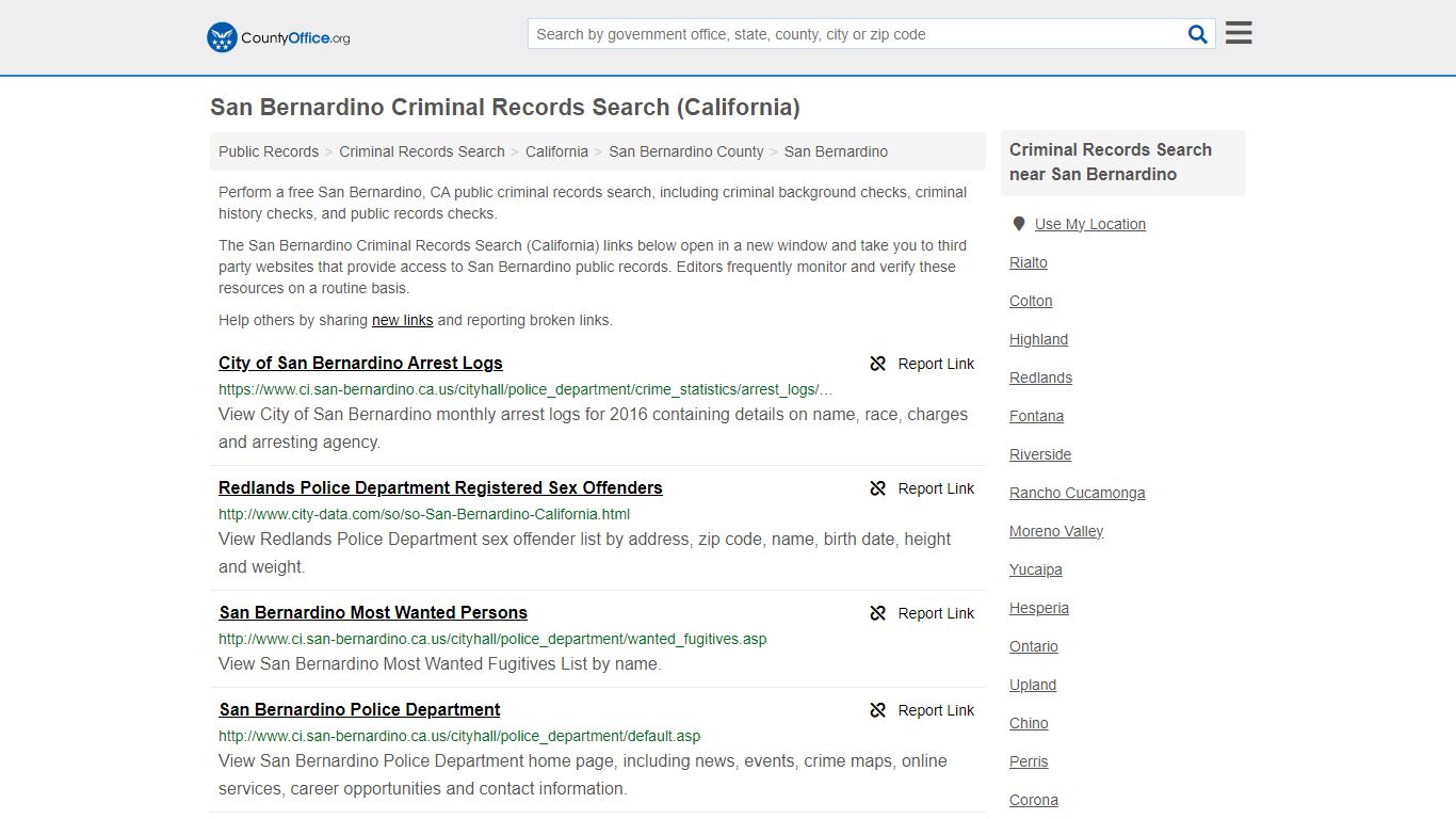 San Bernardino Criminal Records Search (California) - County Office